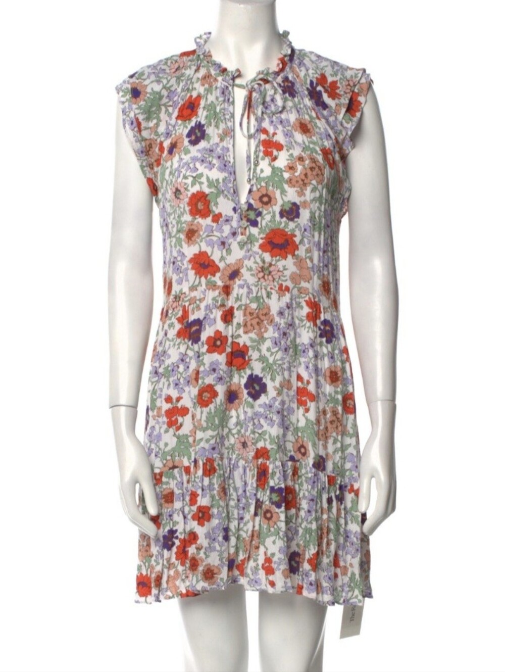 Veronica Beard Floral Tie-Neck Mini Dress - Small/Size 2